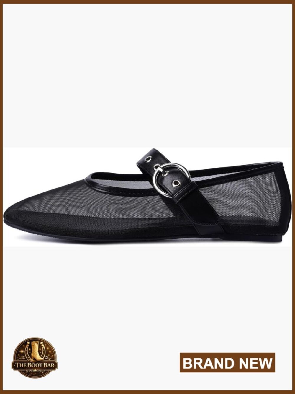 Leopard Mesh Mary Jane Flats, Slip-On Buckle Strap, Round Toe Ballet Shoes